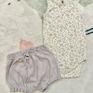 Colored Organics Lilac Floral Onesie and Bloom Shorts Set